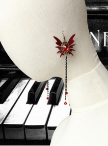Gothic Burgundy Butterfly Exaggerated Tassel Female Handmade Retro Long Earrings