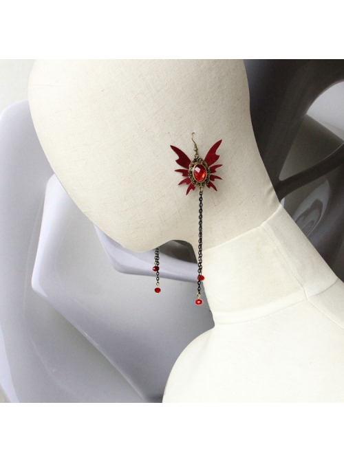 Gothic Burgundy Butterfly Exaggerated Tassel Female Handmade Retro Long Earrings