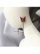 Gothic Burgundy Butterfly Exaggerated Tassel Female Handmade Retro Long Earrings