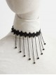 Fashion Gothic Retro Party Black Tassel Lace Flowers Female Choker