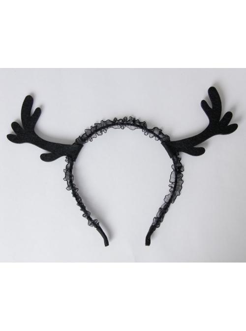 Cute Black Fashion Antlers Lace Funny Halloween Christmas Holiday Headband