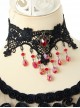 Gothic Beaded Black Lace Flower Ruby Retro Personality Fashion Necklace