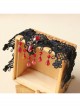 Gothic Beaded Black Lace Flower Ruby Retro Personality Fashion Necklace