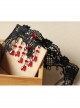 Gothic Beaded Black Lace Flower Ruby Retro Personality Fashion Necklace