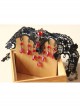 Gothic Beaded Black Lace Flower Ruby Retro Personality Fashion Necklace