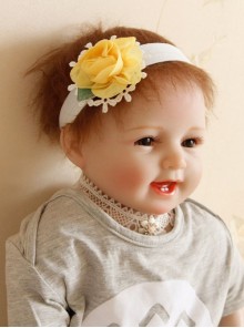 Cute Fashion White Fabric Yellow Flowers Baby Girl Year Old Holiday Travel Headband