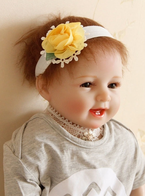 Cute Fashion White Fabric Yellow Flowers Baby Girl Year Old Holiday Travel Headband