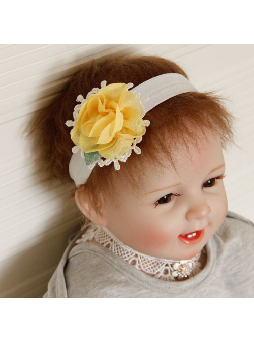 Cute Fashion White Fabric Yellow Flowers Baby Girl Year Old Holiday Travel Headband