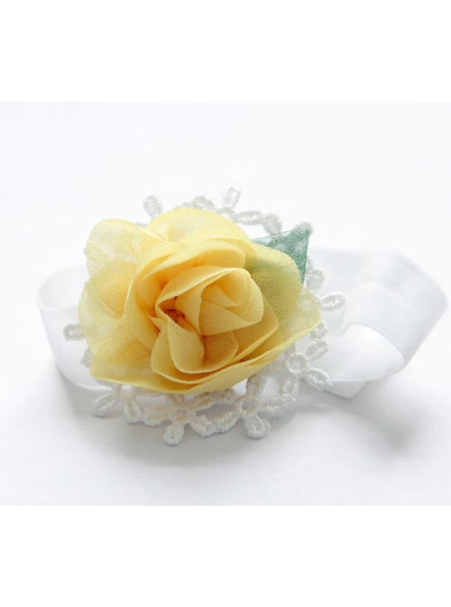 Cute Fashion White Fabric Yellow Flowers Baby Girl Year Old Holiday Travel Headband