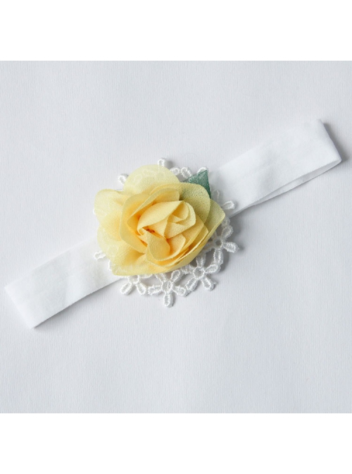 Cute Fashion White Fabric Yellow Flowers Baby Girl Year Old Holiday Travel Headband