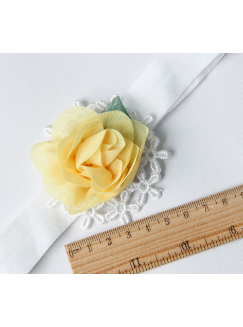 Cute Fashion White Fabric Yellow Flowers Baby Girl Year Old Holiday Travel Headband