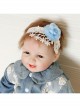 Cute Fashion Blue Flowers White Lace Girl Child Baby One Hundred Days Old Hair Band