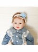 Cute Fashion Blue Flowers White Lace Girl Child Baby One Hundred Days Old Hair Band