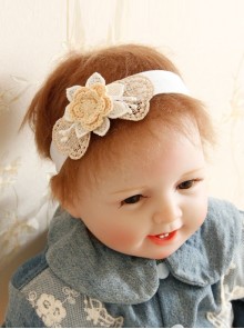 Fashion Golden White Lace Yarn Flower Festival Birthday Girl Baby Child Princess Cute Hairband