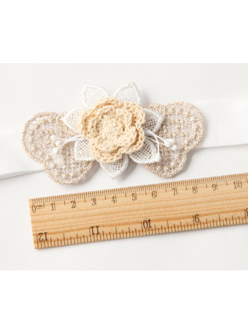 Fashion Golden White Lace Yarn Flower Festival Birthday Girl Baby Child Princess Cute Hairband