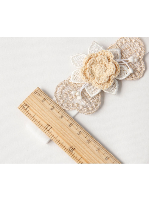 Fashion Golden White Lace Yarn Flower Festival Birthday Girl Baby Child Princess Cute Hairband