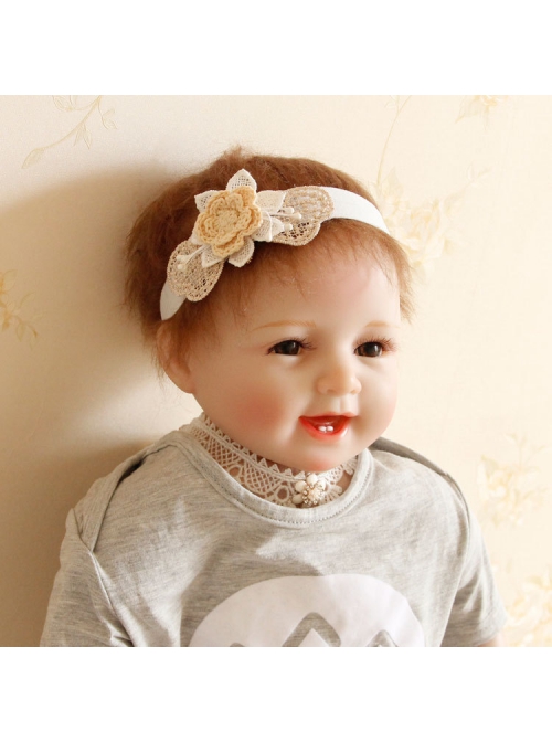 Fashion Golden White Lace Yarn Flower Festival Birthday Girl Baby Child Princess Cute Hairband