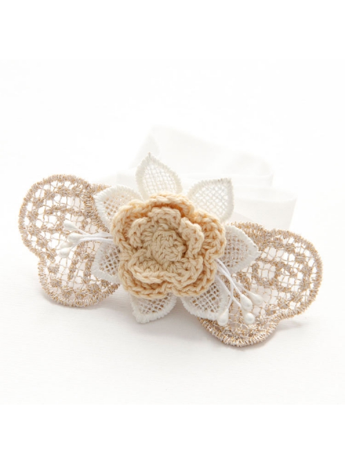 Fashion Golden White Lace Yarn Flower Festival Birthday Girl Baby Child Princess Cute Hairband