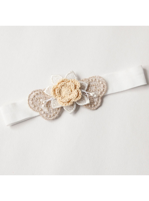 Fashion Golden White Lace Yarn Flower Festival Birthday Girl Baby Child Princess Cute Hairband