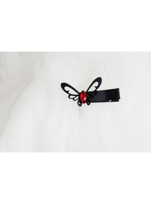 Gothic Black Retro Fashion Halloween Prom Party Holiday Show Butterfly Ruby Hairpin