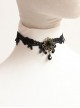 Fashion Gothic Retro Sexy Black Lace Leaves Gemstone Choker