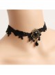 Fashion Gothic Retro Sexy Black Lace Leaves Gemstone Choker