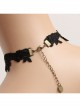 Fashion Gothic Retro Sexy Black Lace Leaves Gemstone Choker