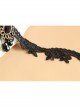 Fashion Gothic Retro Sexy Black Lace Leaves Gemstone Choker