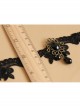 Fashion Gothic Retro Sexy Black Lace Leaves Gemstone Choker