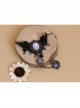 Gothic Retro Fashion Purple Flower Black Crystal Lace Bracelet With Ring One Chain