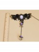 Gothic Retro Fashion Purple Flower Black Crystal Lace Bracelet With Ring One Chain