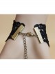 Gothic Retro Fashion Purple Flower Black Crystal Lace Bracelet With Ring One Chain