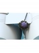 Gothic Retro Fashion Purple Flower Black Crystal Lace Bracelet With Ring One Chain