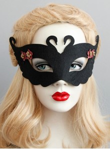 Personality Fashion Black Prom Swan Red Flowers Queen Sexy Adult Male Female Party Half Face Mask