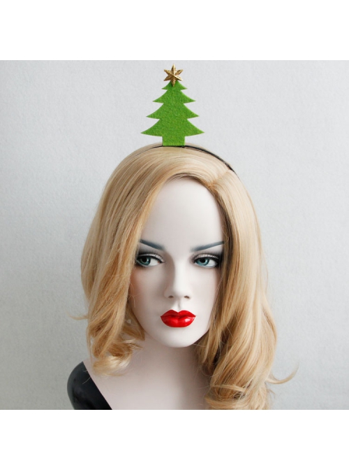 Cute Fashion Green Christmas Tree Golden Stars Christmas Holiday Funny Performance Headband