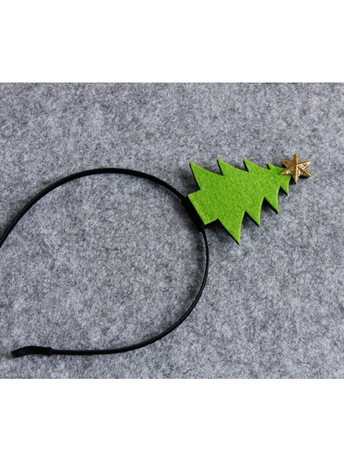 Cute Fashion Green Christmas Tree Golden Stars Christmas Holiday Funny Performance Headband