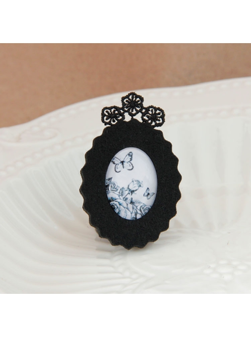 Creative Retro Fashion Black Butterfly Lace Fabric Small Brooch