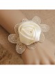 Retro Fashion White Rose Flower Golden Lace Bride Wedding Dress Bracelet