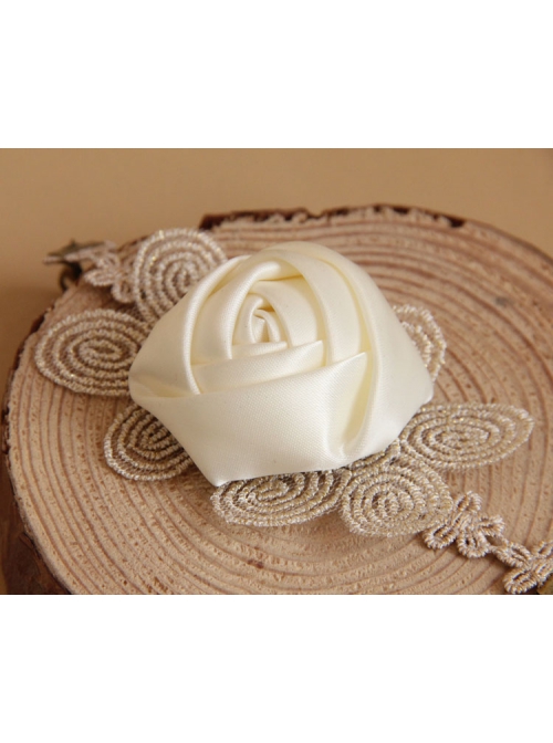 Retro Fashion White Rose Flower Golden Lace Bride Wedding Dress Bracelet