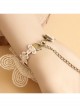 Retro Fashion White Rose Flower Golden Lace Bride Wedding Dress Bracelet