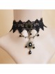 Punk Gothic Retro Black Gems Lace Leaves Personality Creative Female Choker