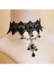 Punk Gothic Retro Black Gems Lace Leaves Personality Creative Female Choker