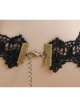 Punk Gothic Retro Black Gems Lace Leaves Personality Creative Female Choker