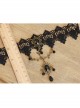 Punk Gothic Retro Black Gems Lace Leaves Personality Creative Female Choker