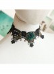 Retro Gothic Black Fashion Sexy Lace Dark Green Flowers Female Choker