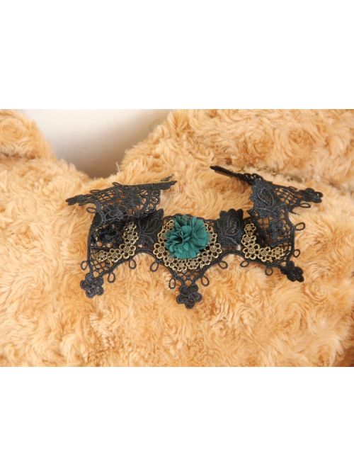 Retro Gothic Black Fashion Sexy Lace Dark Green Flowers Female Choker