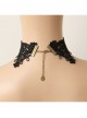 Retro Gothic Black Fashion Sexy Lace Dark Green Flowers Female Choker