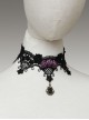 Gothic Retro Fashion Party Black Female Lace Gemstone Pink Rose Wedding Dress Choker