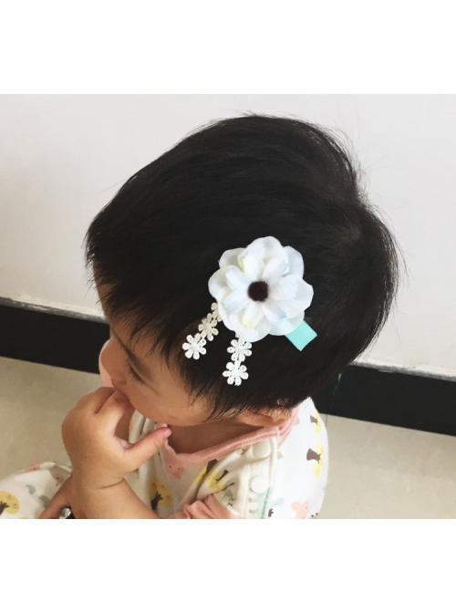 Cute Fashion White Flowers Lace Baby Girl Birthday Birthday Holiday Dance Hairpin