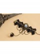 Gothic Vampire Beauty Portrait Retro Tassel Black Lace Female Bracelet With Ring One Chain